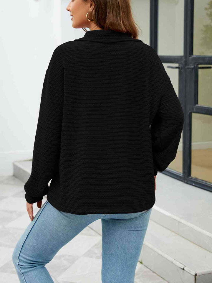 Quarter-Zip Collared Drop Shoulder Sweatshirt |1mrk.com