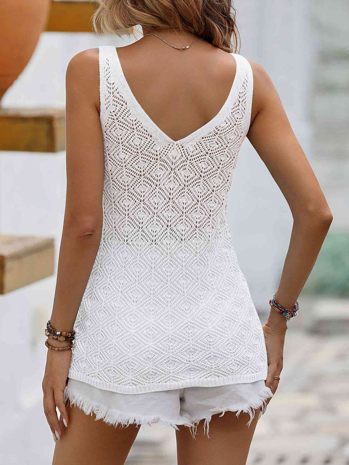 Openwork Scoop Neck Sleeveless Tank | 1mrk.com