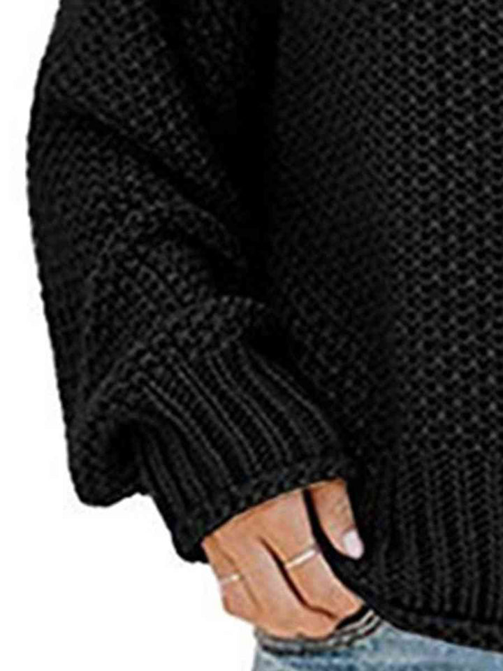 Turtleneck Dropped Shoulder Sweater |1mrk.com