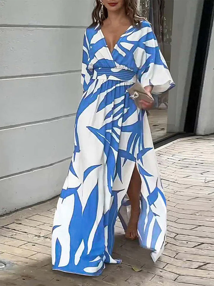 Slit Printed Surplice Maxi Dress | Trendsi