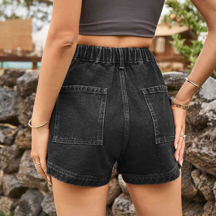 High-Waist Denim Shorts with Pockets | 1mrk.com