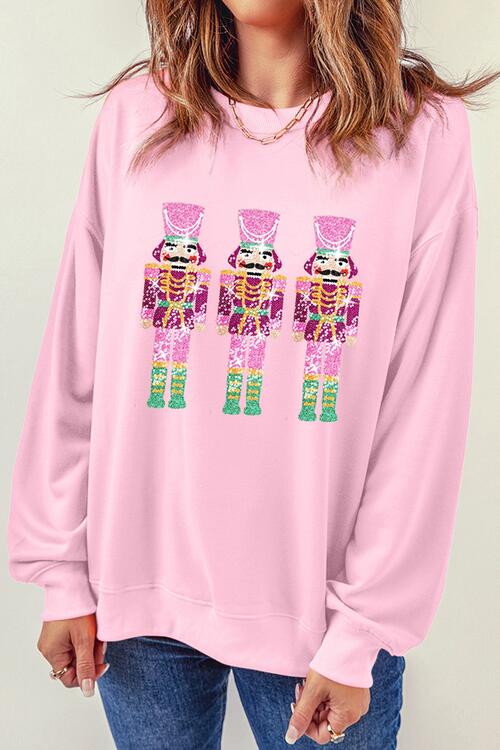 Sequin Nutcracker Long Sleeve Sweatshirt |1mrk.com