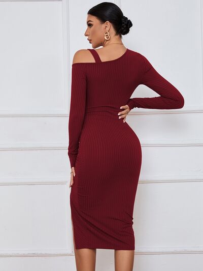 Ribbed Ruched Drawstring Wrap Dress | 1mrk.com