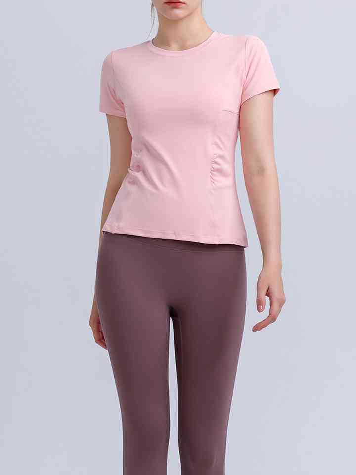 Round Neck Short Sleeve Active Top | 1mrk.com