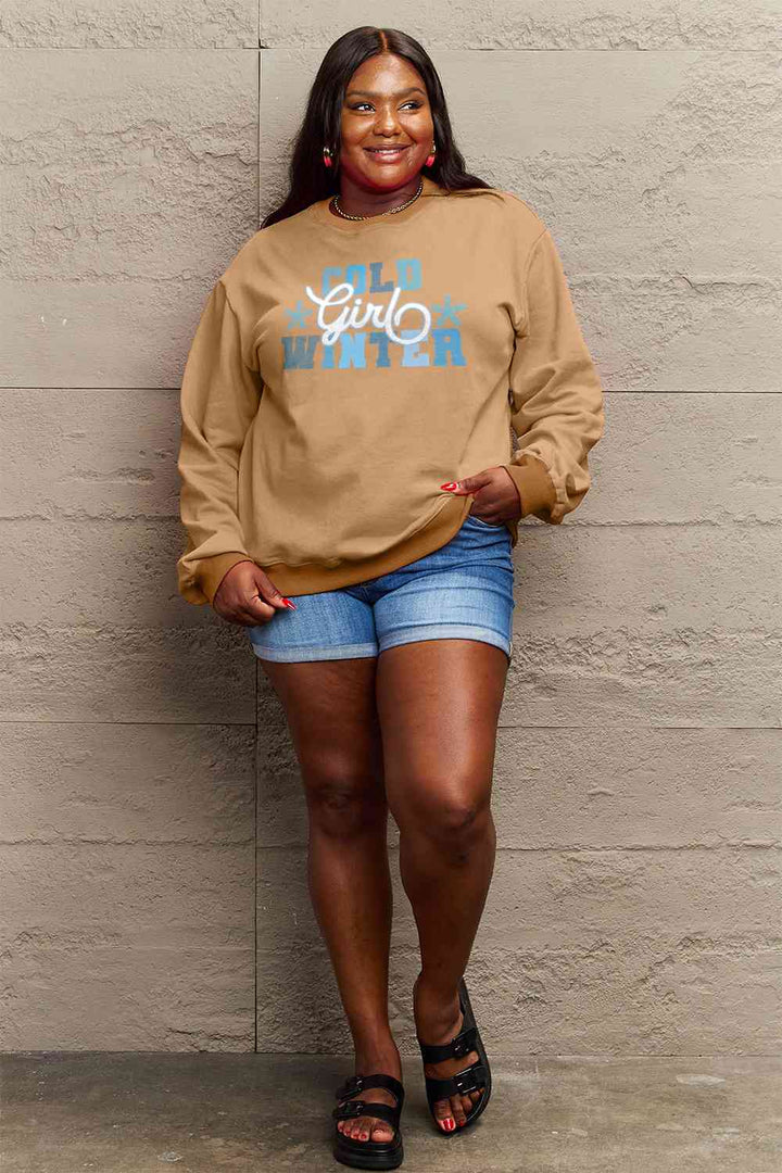 Simply Love Full Size COLD WINTER Graphic Long Sleeve Sweatshirt |1mrk.com