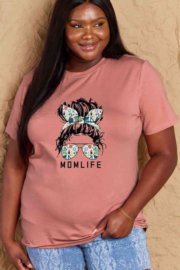 Simply Love Full Size MOM LIFE Graphic Cotton T-Shirt | 1mrk.com