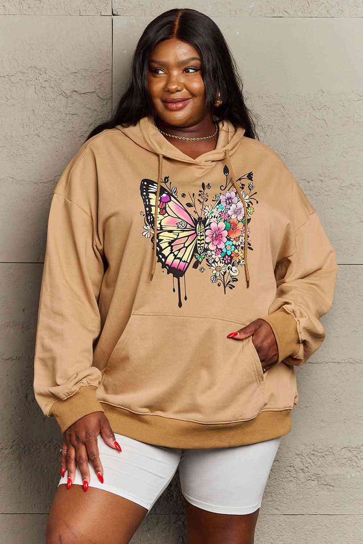 Simply Love Simply Love Full Size Butterfly Graphic Dropped Shoulder Hoodie | 1mrk.com