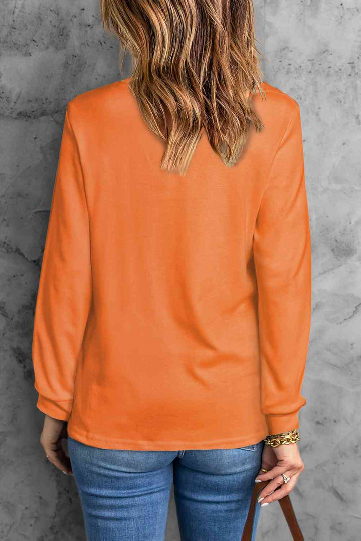 Round Neck Long Sleeve Top | 1mrk.com