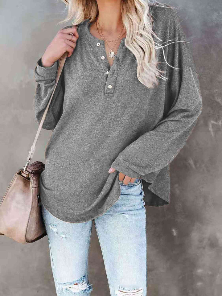 Buttoned Drop Shoulder Top | 1mrk.com