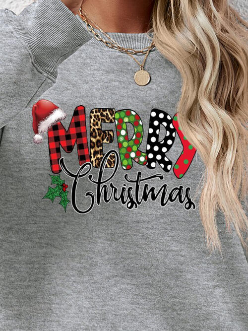 MERRY CHRISTMAS Round Neck Dropped Shoulder Sweatshirt |1mrk.com