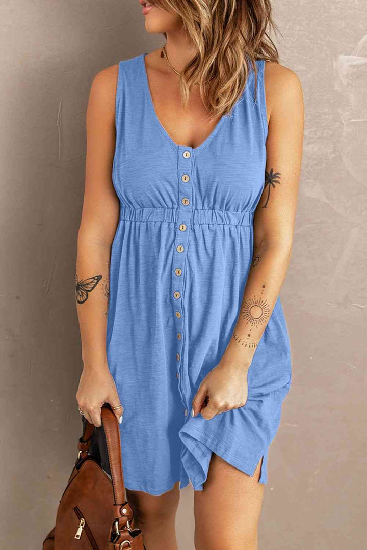 Sleeveless Button Down Mini Magic Dress | 1mrk.com