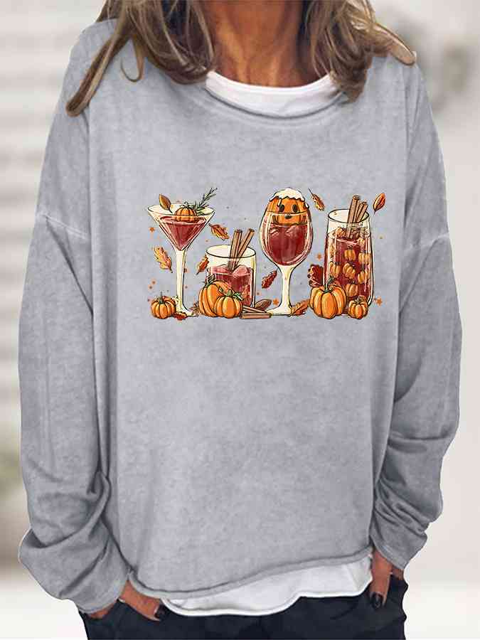 Round Neck Long Sleeve Full Size Graphic Sweatshirt |1mrk.com