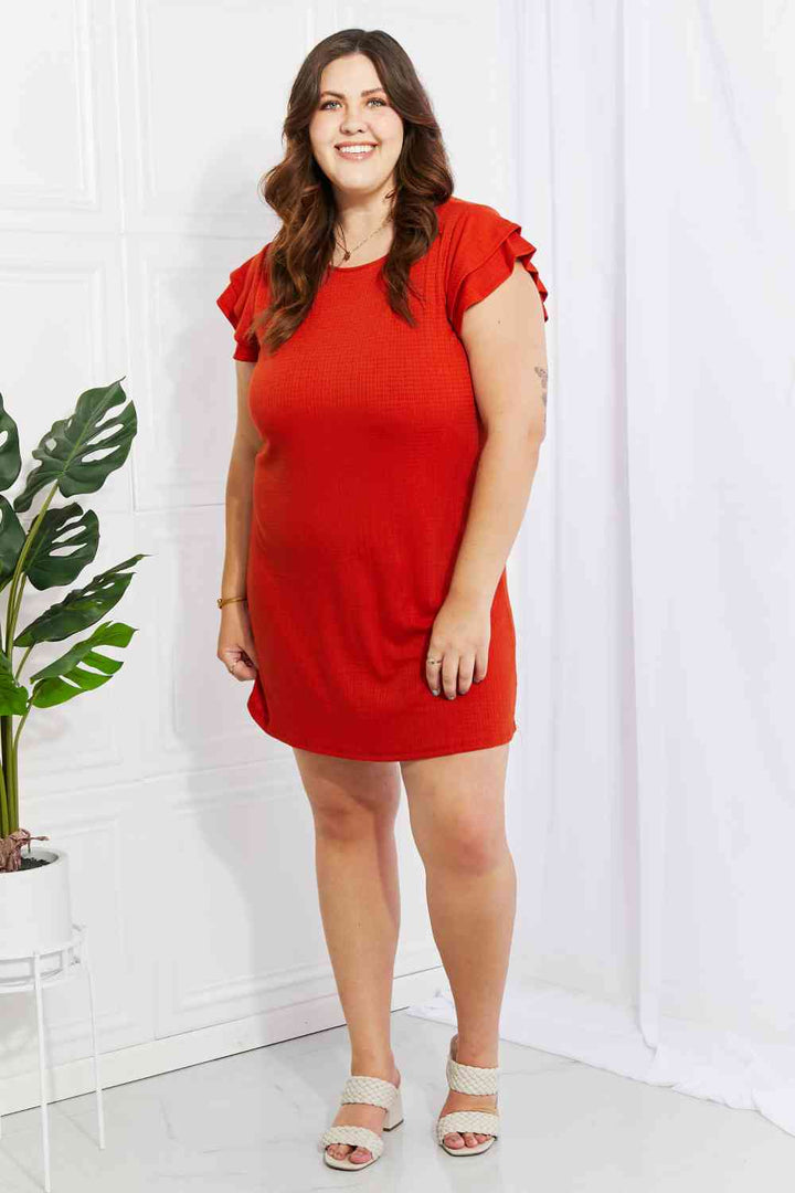 Zenana Living Life Full Size Layered Ruffle Sleeve Dress | 1mrk.com