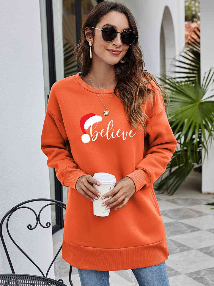 BELIEVE Graphic Tunic Sweatshirt |1mrk.com