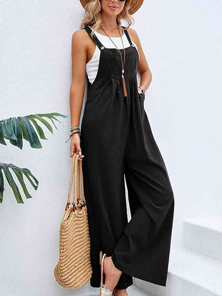 Full Size Wide Leg Overalls with Pockets | 1mrk.com