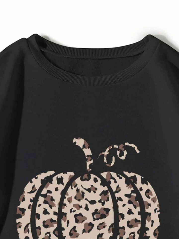 Pumpkin Graphic Round Neck Sweatshirt |1mrk.com