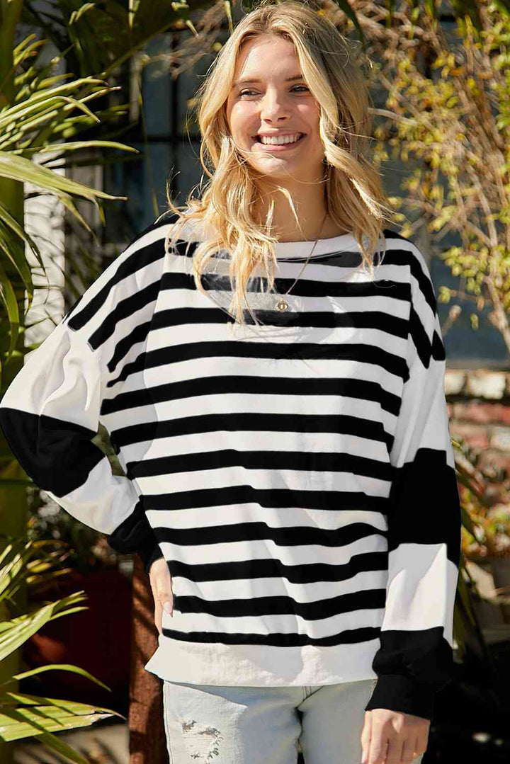 Striped Dropped Shoulder Sweatshirt |1mrk.com