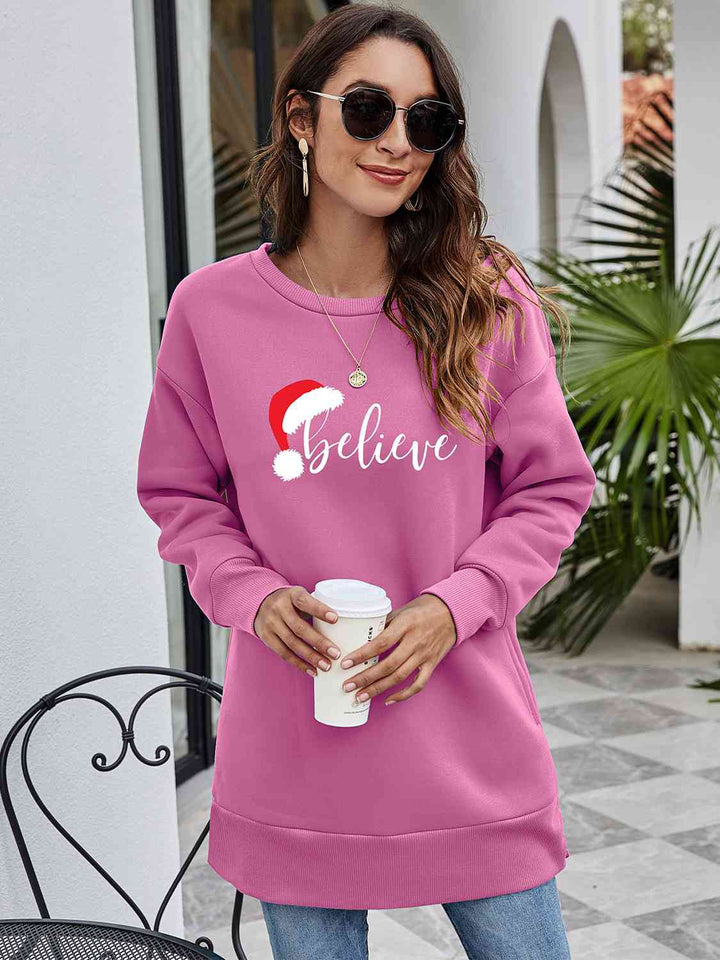 BELIEVE Graphic Tunic Sweatshirt |1mrk.com