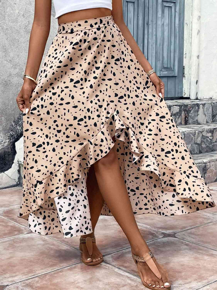 Printed High Waist Ruffled Skirt |1mrk.com