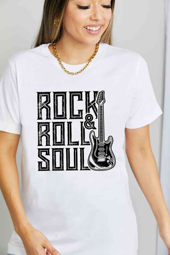 Simply Love Full Size ROCK & ROLL SOUL Graphic Cotton T-Shirt | 1mrk.com