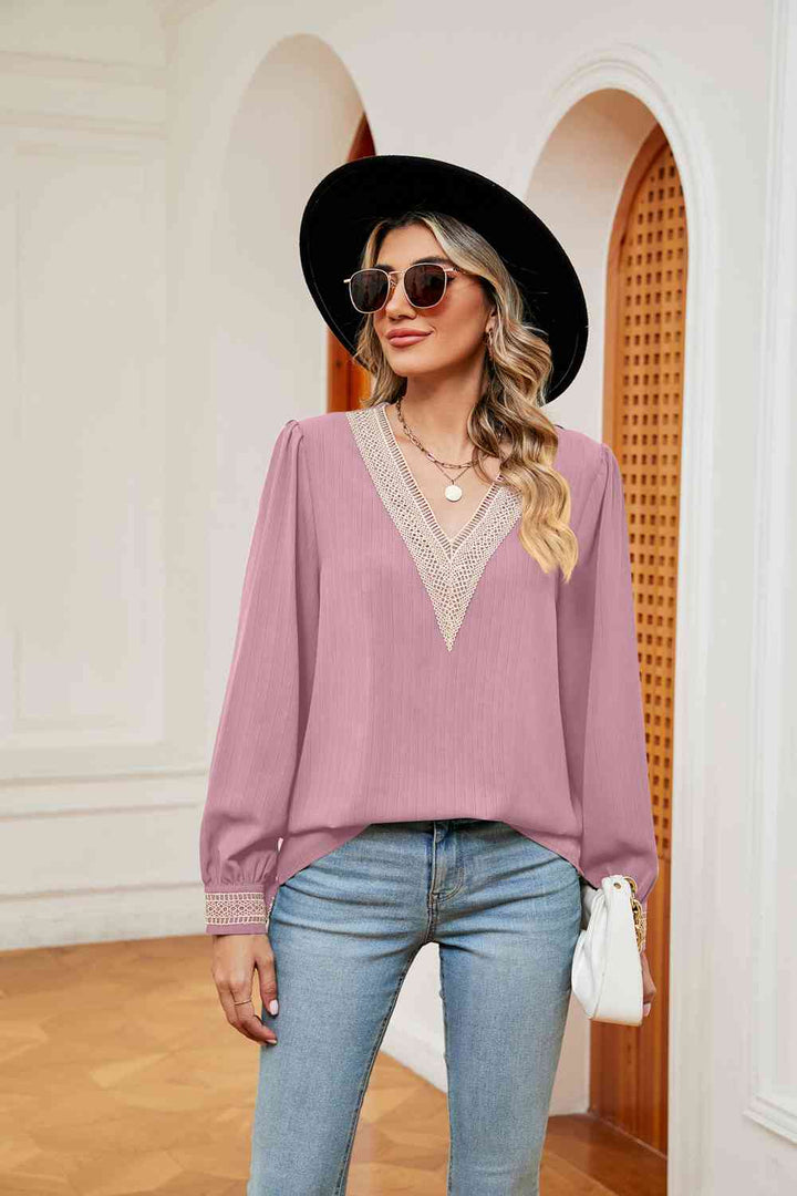 Contrast Puff Sleeve Blouse | 1mrk.com