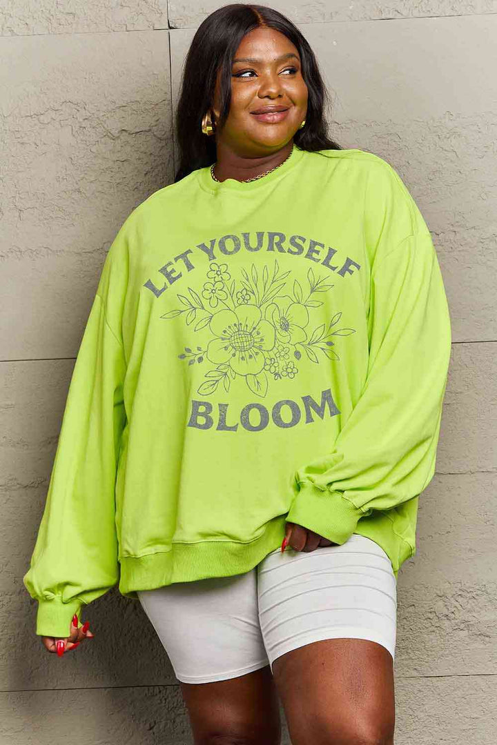 Simply Love Simply Love Full Size LET YOURSELF BLOOM Graphic Sweatshirt |1mrk.com