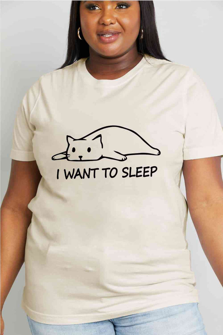 Simply Love Full Size I WANT TO SLEEP Graphic Cotton Tee | 1mrk.com