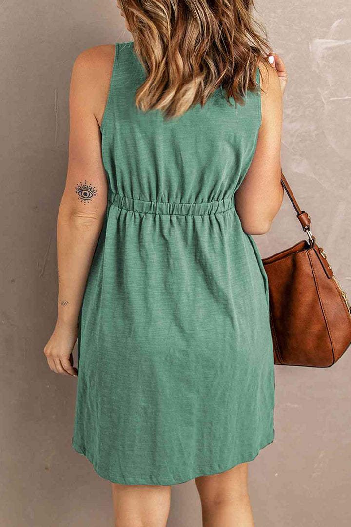 Sleeveless Button Down Mini Magic Dress | 1mrk.com