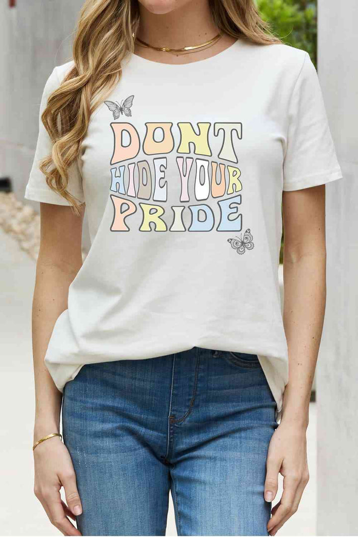 Simply Love Full Size DONT HIDE YOUR PRIDE Graphic Cotton Tee | 1mrk.com