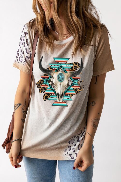 Round Neck Short Sleeve Graphic T-Shirt | 1mrk.com