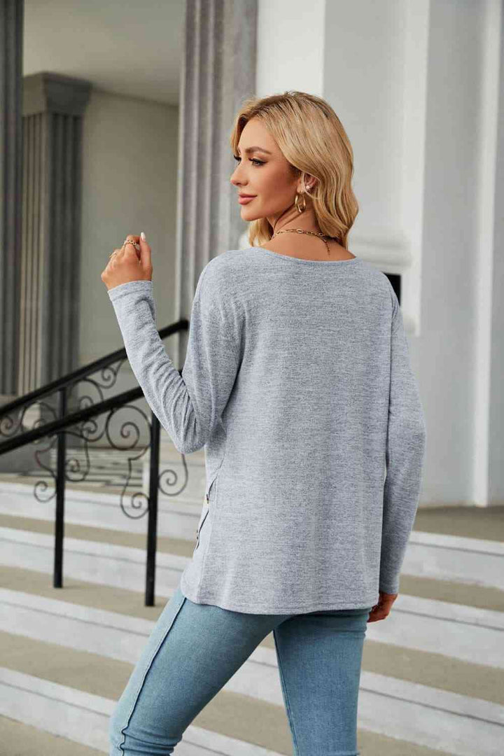 Round Neck Long Sleeve T-Shirt | 1mrk.com