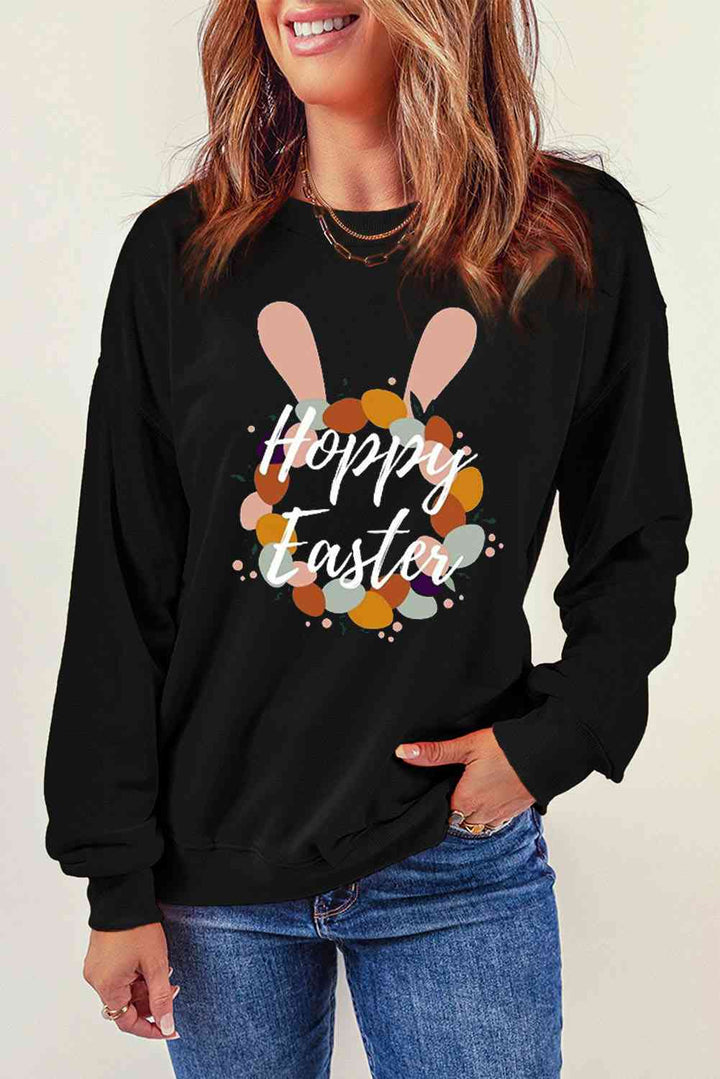 HOPPY EASTER Graphic Dropped Shoulder Sweatshirt |1mrk.com