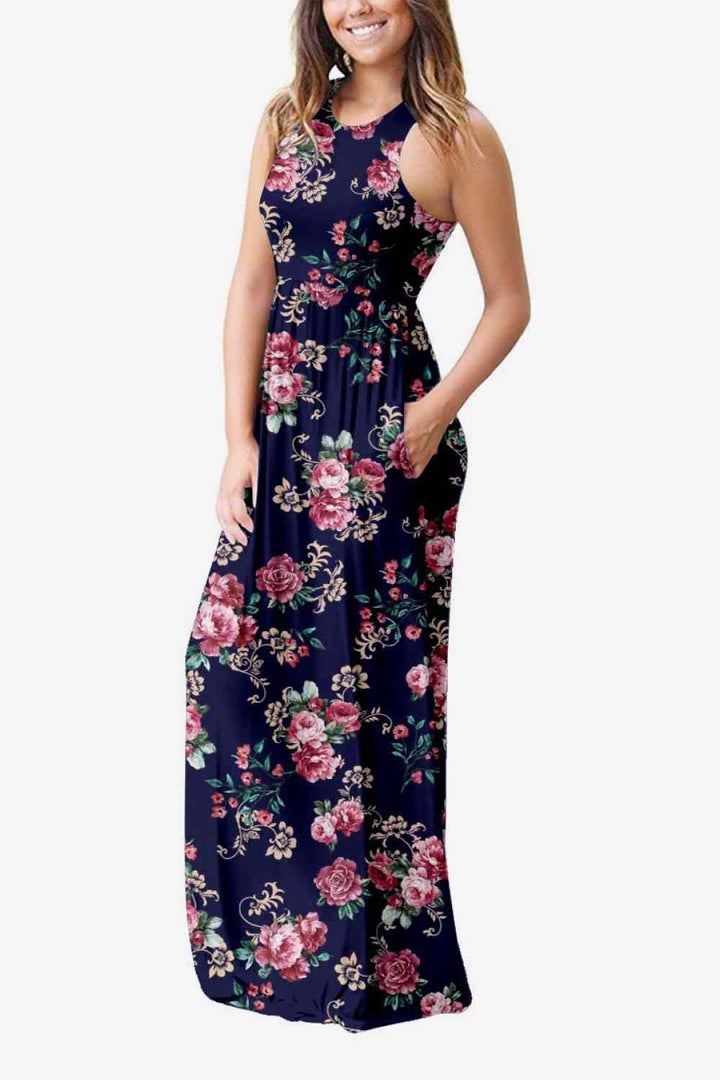 Empire Waist Sleeveless Dress with Pockets |1mrk.com