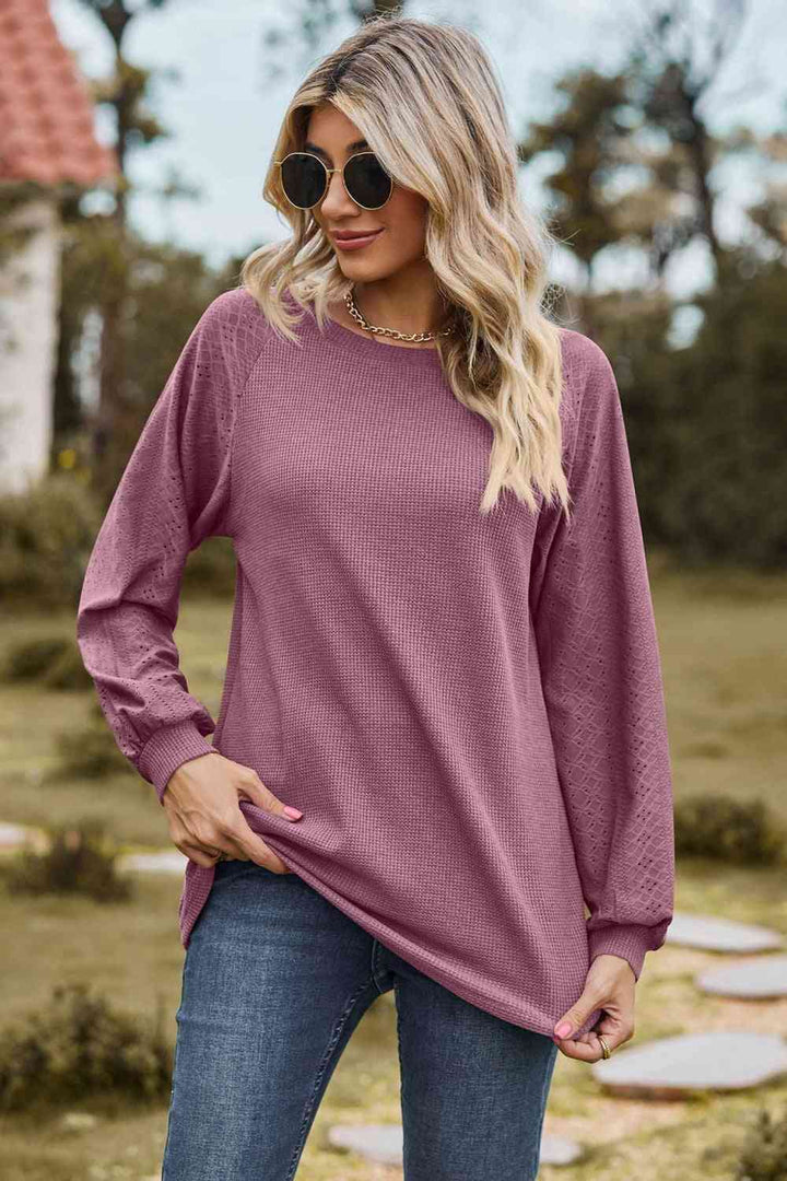 Round Neck Raglan Sleeve Sweatshirt |1mrk.com