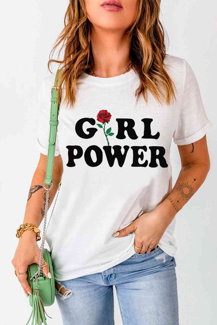 GIRL POWER Rose Graphic Tee Shirt | 1mrk.com