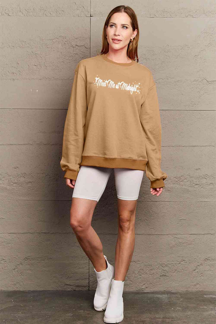 Simply Love Full Size MEET ME AT MIDNIGHT Graphic Round Neck Sweatshirt |1mrk.com