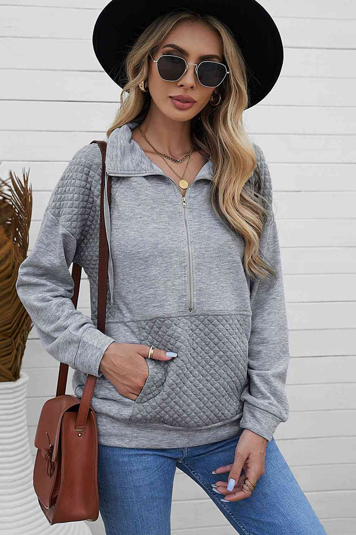 Quilted Half-Zip Sweatshirt with Pocket |1mrk.com