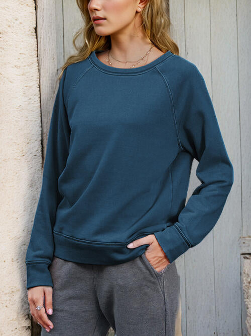 Round Neck Long Sleeve Sweatshirt |1mrk.com