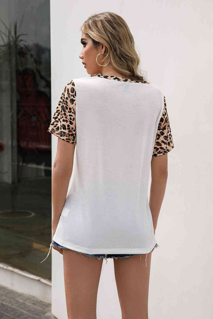 Leopard V-Neck Tunic Tee | 1mrk.com