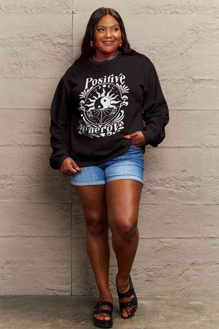 Simply Love Full Size POSITIVE ENERGY Graphic Sweatshirt |1mrk.com