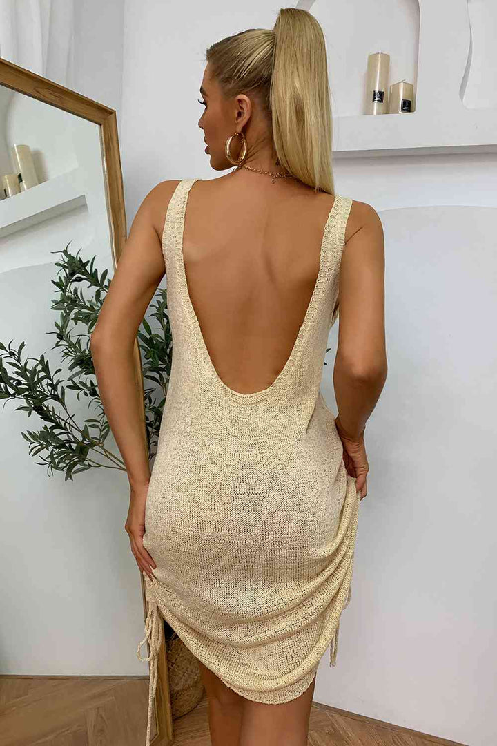 Drawstring Backless Mini Dress |1mrk.com