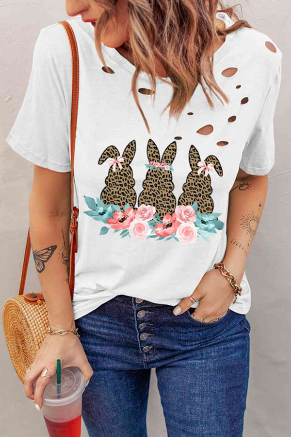 Easter Bunny Graphic Distressed Tee Shirt | 1mrk.com