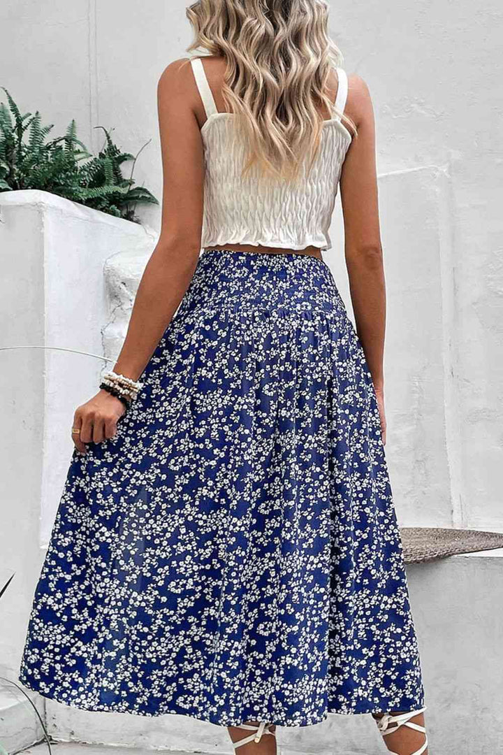 Ditsy Floral Slit High Waist Skirt |1mrk.com