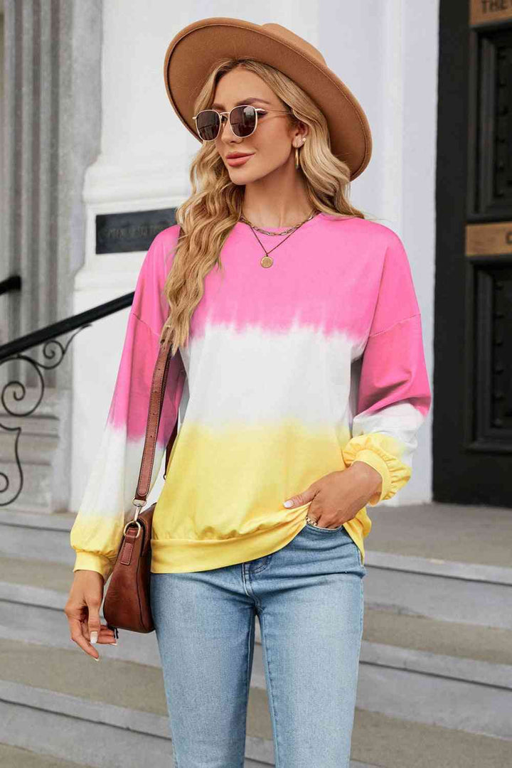 Gradient Round Neck Long Sleeve Sweatshirt |1mrk.com