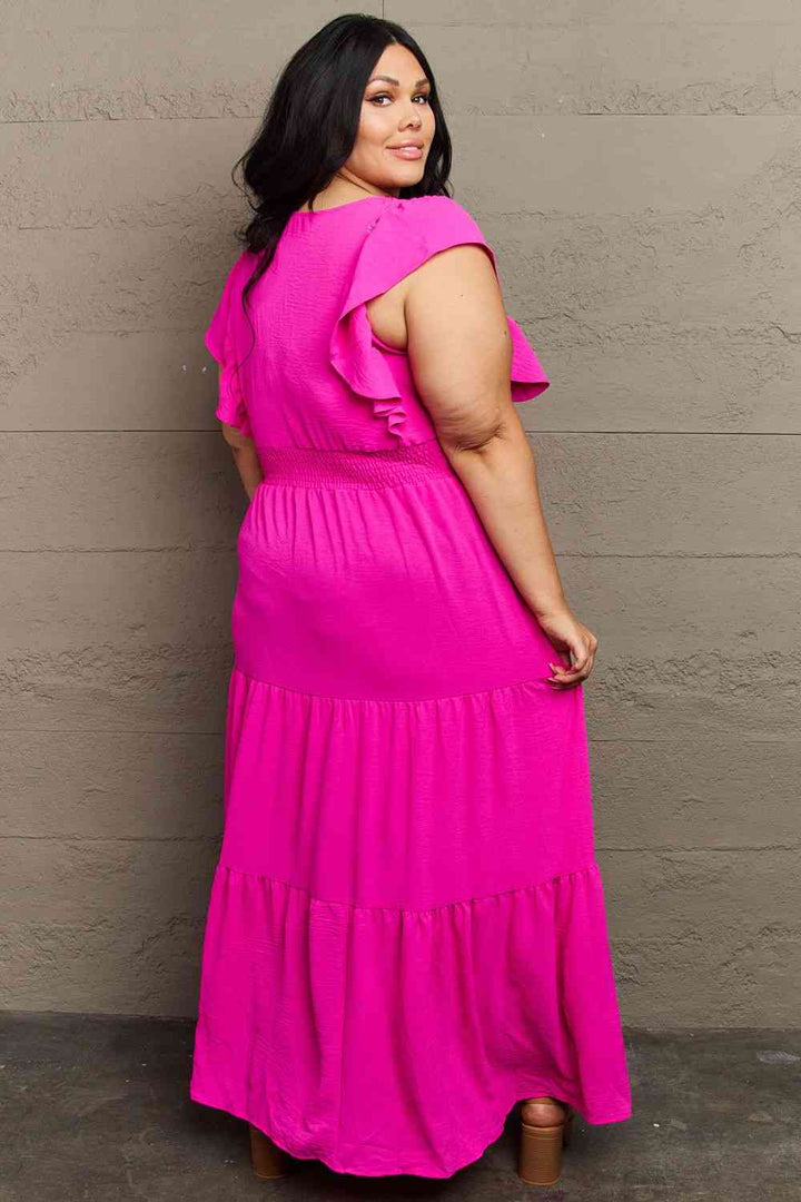 GeeGee Fancy Fizz Plus Size Tiered Side Slit Maxi Dress | 1mrk.com