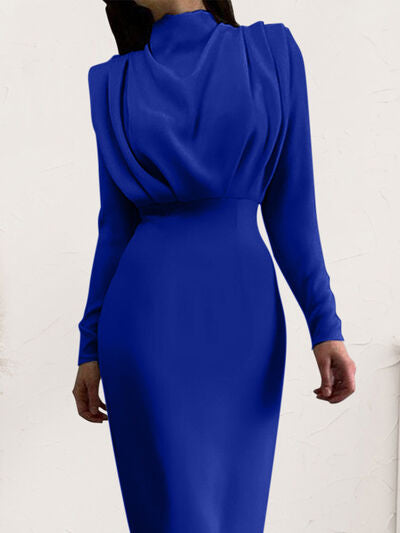 Ruched Turtleneck Long Sleeve Dress | Trendsi