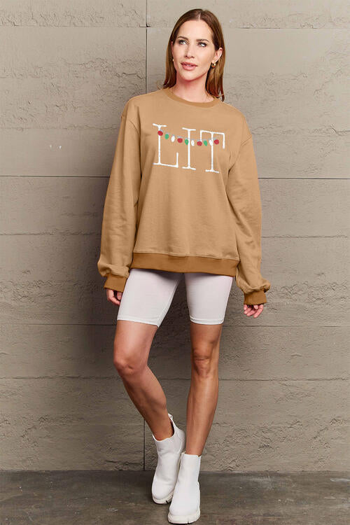 Simply Love Full Size LIT Long Sleeve Sweatshirt |1mrk.com