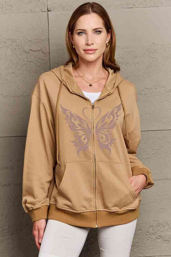 Simply Love Full Size Butterfly Graphic Hoodie | 1mrk.com