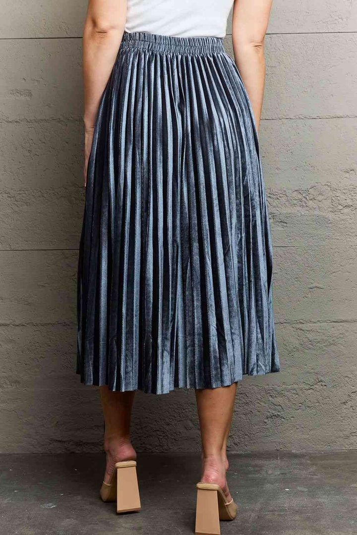 Ninexis Accordion Pleated Flowy Midi Skirt |1mrk.com