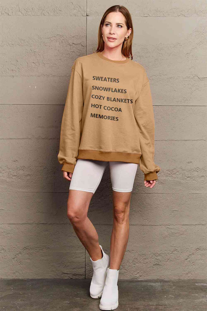 Simply Love Full Size Letter Graphic Round Neck Sweatshirt | 1mrk.com